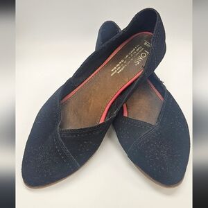 Toms Black Flats with Subtle Embroidery